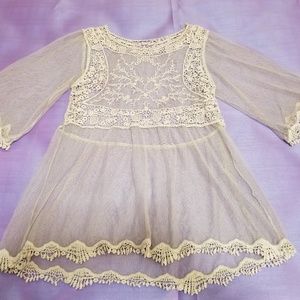 White sheer pullover tunic